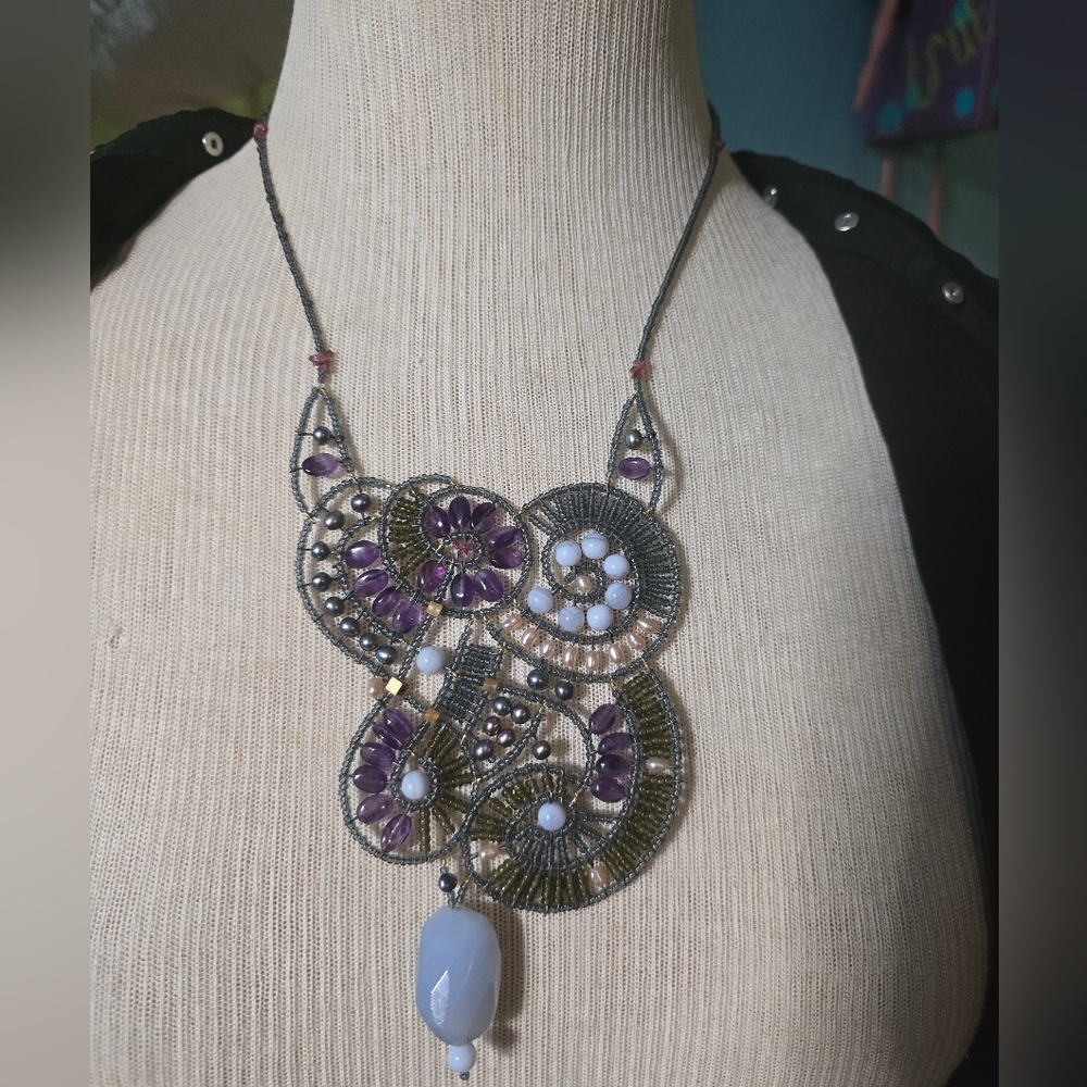 Ziio Sterling Silver and Gemstones Handcrafted Italian Necklace